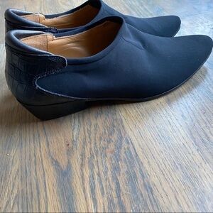 Right Bank Shoe Co slip on bootie black narrow
